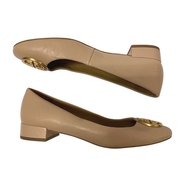 Tory Burch Chelsea 25mm Ballet Flats Pumps Leather Nude Dusty Pink Women’s 6.5M - Picture 3 of 11